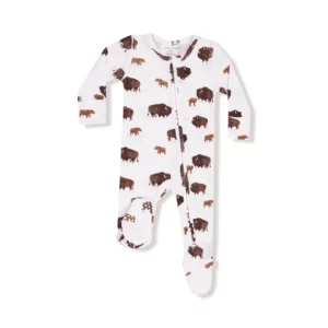 Angel Dear Bison Bamboo Viscose Waffle Zipper Footie