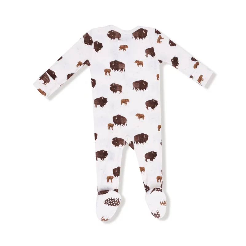 Bison Bamboo Viscose Waffle Zipper Footie from Angel Dear