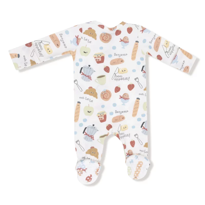 Bonjour Breakfast Bamboo Viscose Zipper Footie from Angel Dear