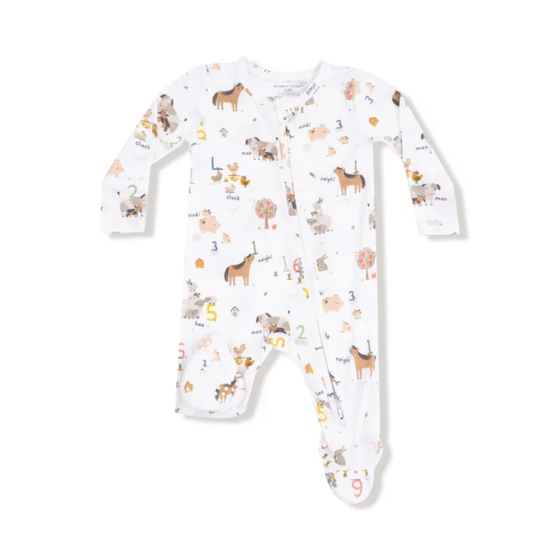 Angel Dear Farm Sounds Bamboo Viscose Zipper Footie