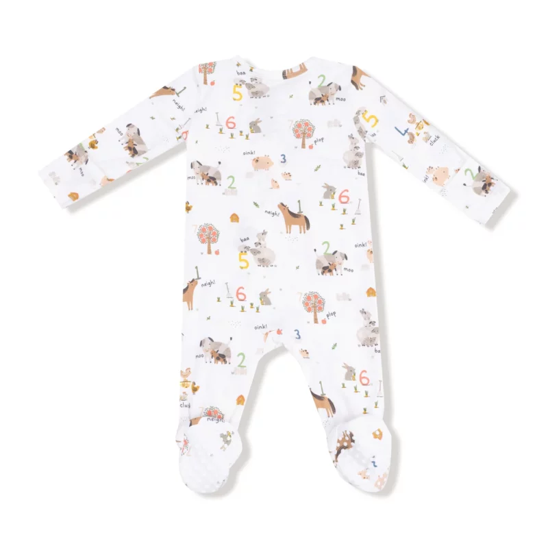 Farm Sounds Bamboo Viscose Zipper Footie from Angel Dear