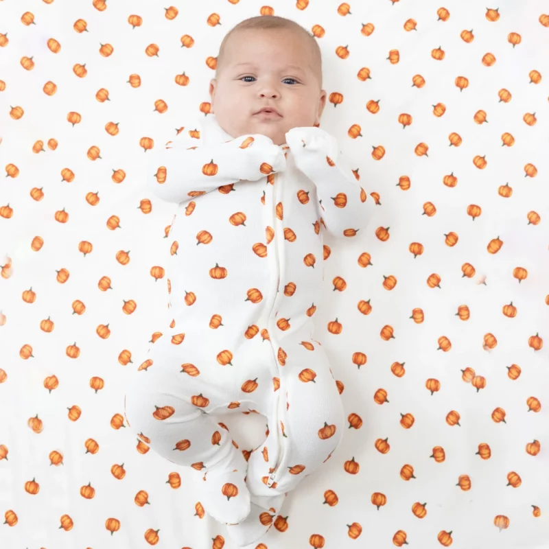 Angel Dear Little Pumpkins Ribbed Modal Zipper Footie