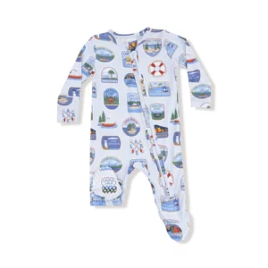 Angel Dear Lake Stickers Bamboo Viscose Zipper Footie