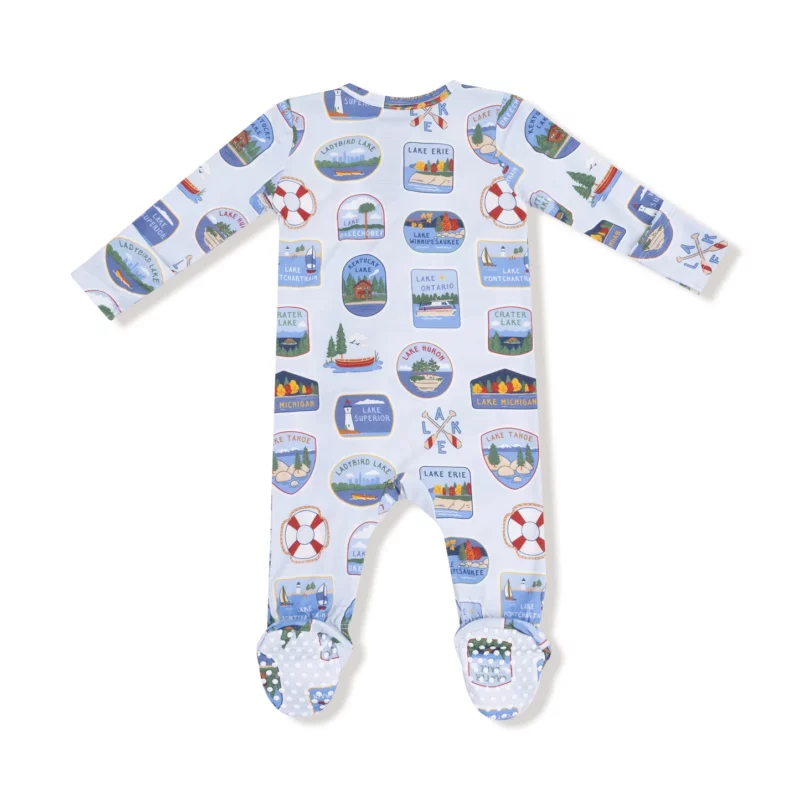 Lake Stickers Bamboo Viscose Zipper Footie from Angel Dear