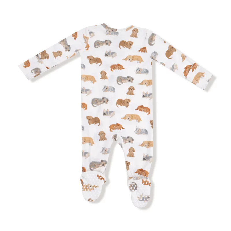 Napping Puppies Bamboo Viscose Zipper Footie