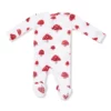 Painterly Mushrooms Bamboo Viscose Waffle Zipper Footie