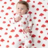 Angel Dear Painterly Mushrooms Bamboo Viscose Waffle Zipper Footie