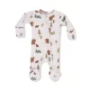 Sweet Brown Bears Bamboo Viscose Waffle Zipper Footie from Angel Dear