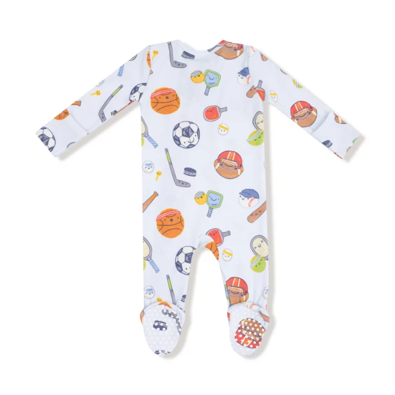 Sports Ball Friends Bamboo Viscose Zipper Footie
