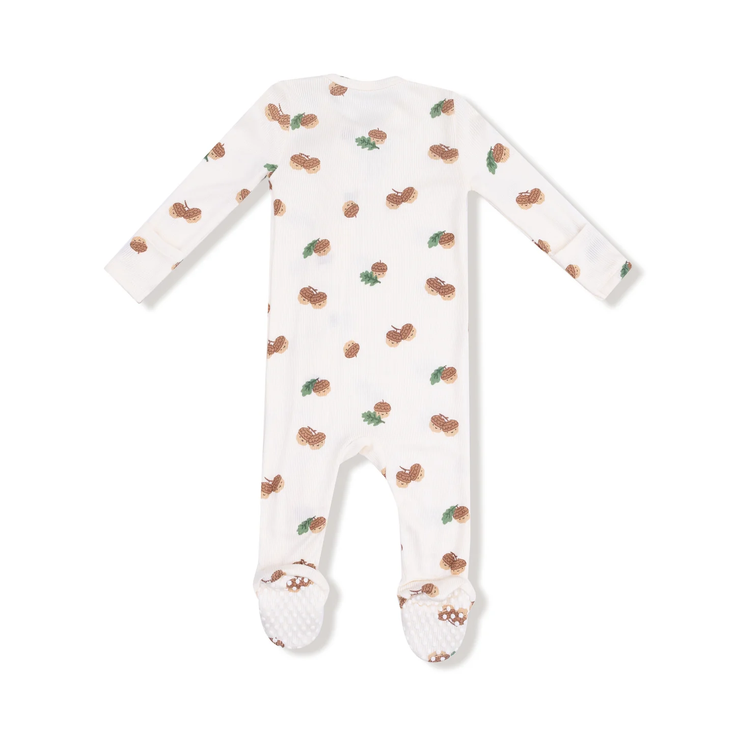 Angel Dear Tiny Acorns Ribbed Modal Zipper Footie