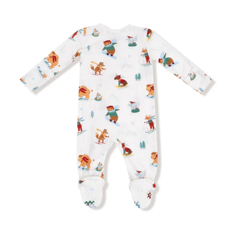 Winter Animal Sports Bamboo Viscose Zipper Footie