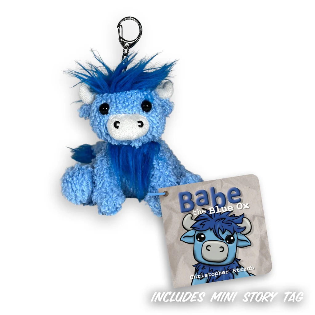 Christopher Straub Babe The Blue Ox Plush Keychain With Mini Story