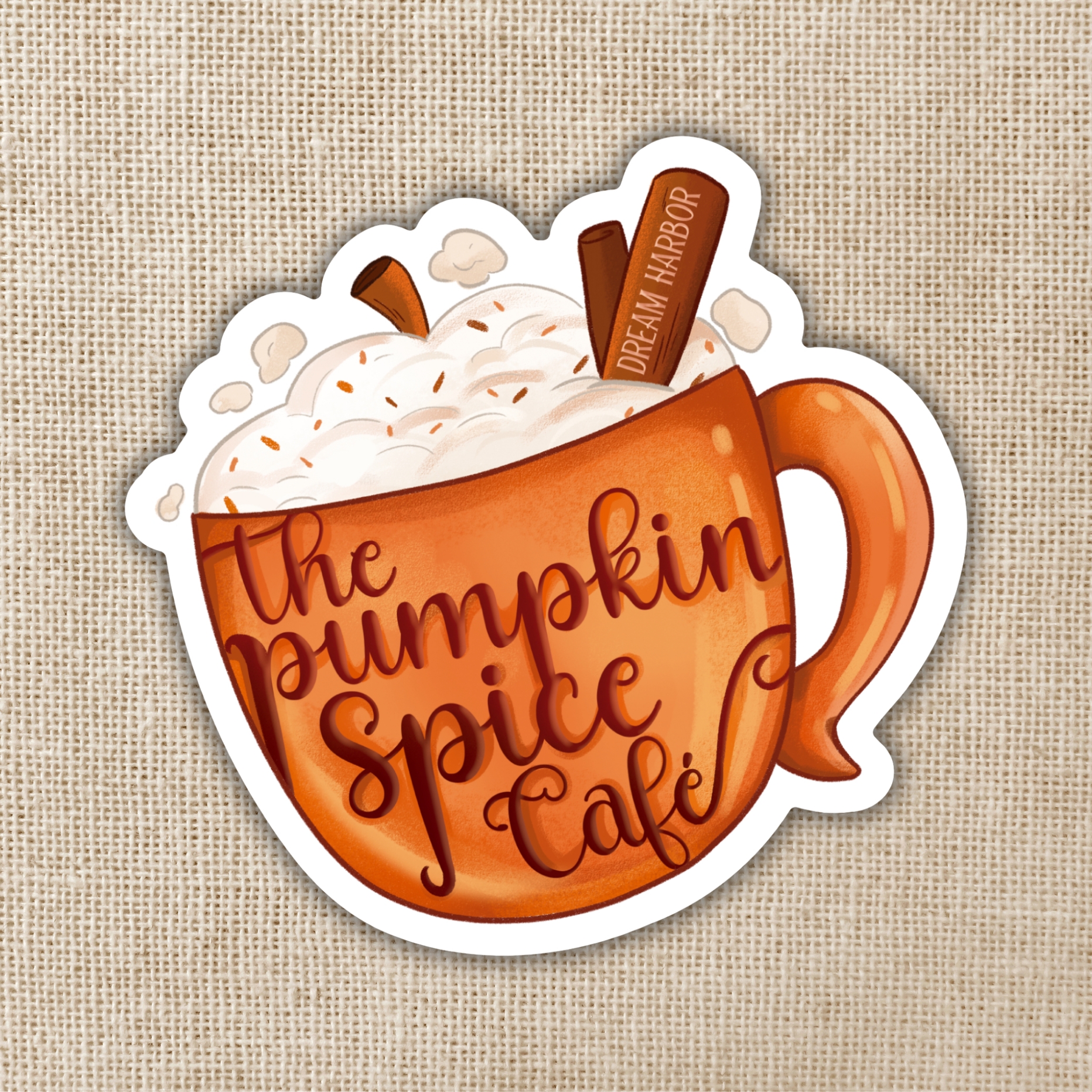 Kingdom of Threads Pumpkin Spice Café Sticker From Dream Harbor
