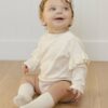 Quincy Mae Ruffle Long Sleeve Tee in Snow Owls