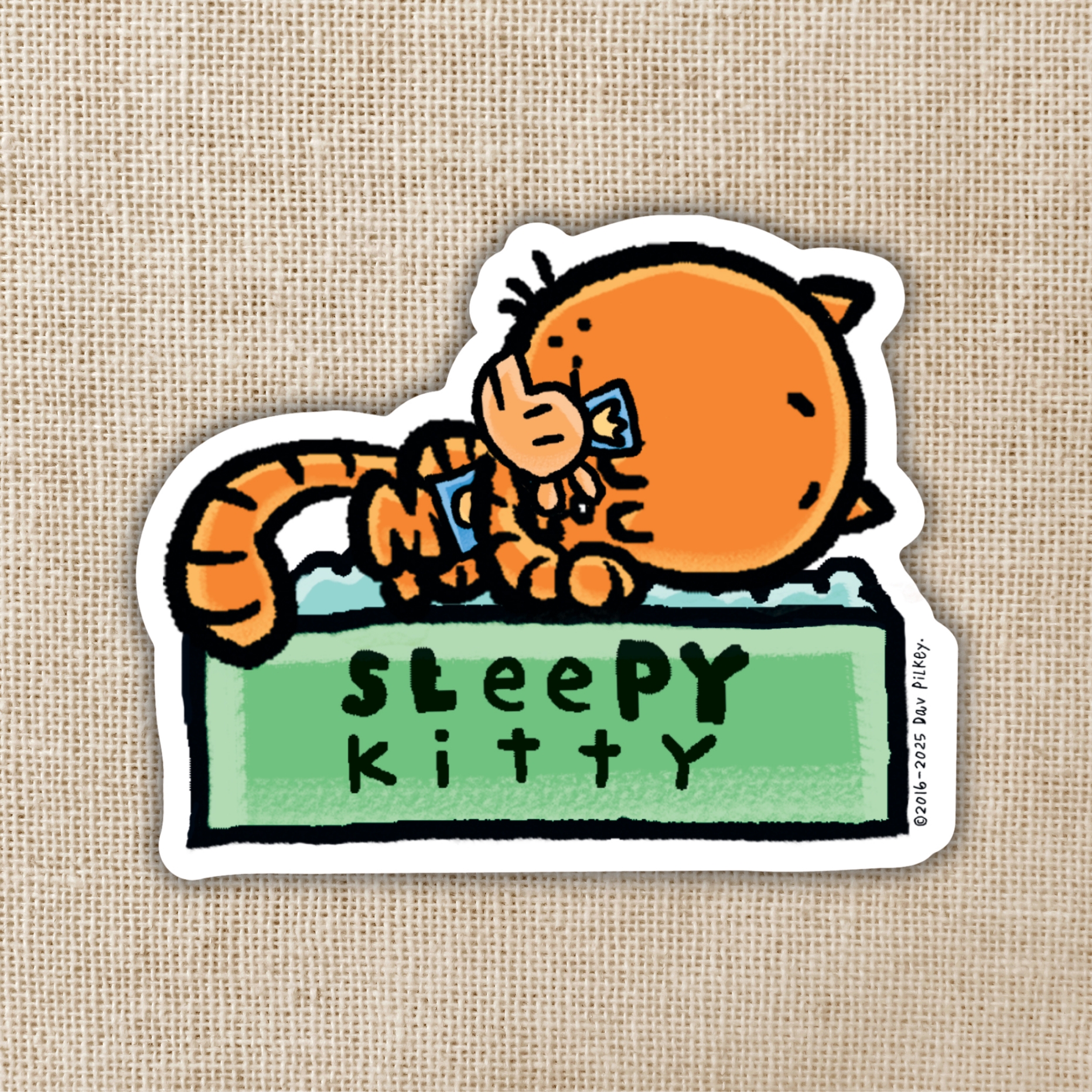 Kingdom of Threads Sleepy Kitty Sticker From Dog Man