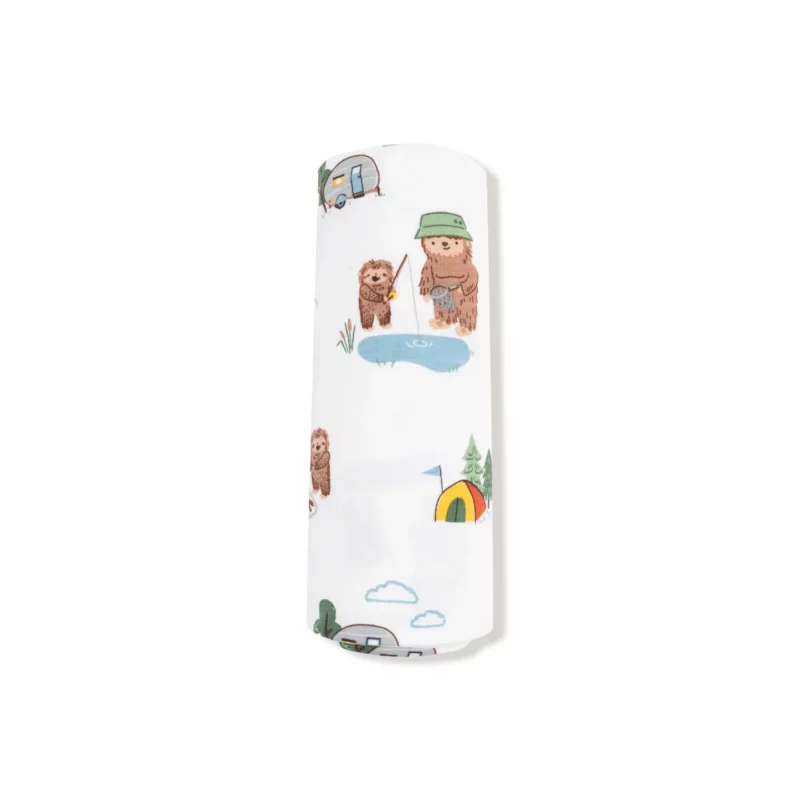 Bigfoot Camping Bamboo Viscose Swaddle Blanket made by Angel Dear