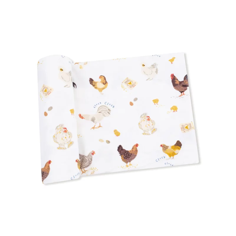 Collector Chickens Bamboo Viscose Swaddle Blanket from Angel Dear