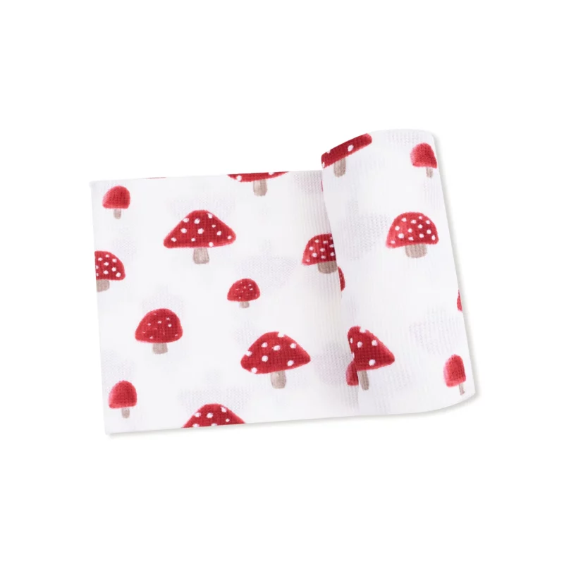 Painterly Mushrooms Bamboo Viscose Waffle Swaddle Blanket from Angel Dear