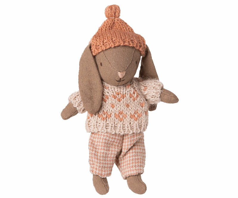 Maileg Micro Brown Winter Bunny In Rose Maileg Micro Brown Winter Bunny In Rose