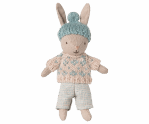 Maileg Micro Sand Winter Rabbit In Mint