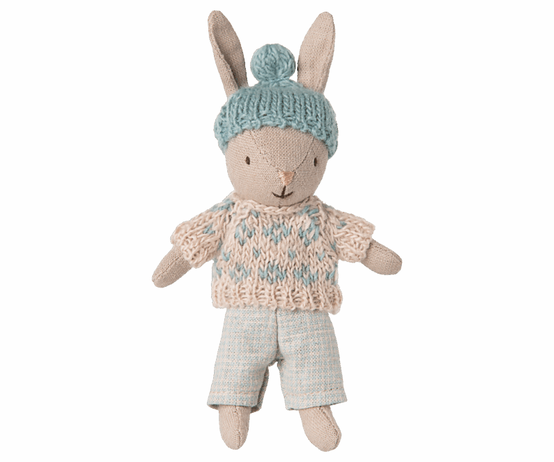 Maileg Micro Sand Winter Rabbit In Mint Maileg Micro Sand Winter Rabbit In Mint
