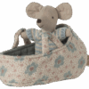 Baby Mouse In Carry Cot In Blue from Maileg Baby Mouse In Carry Cot In Blue from Maileg
