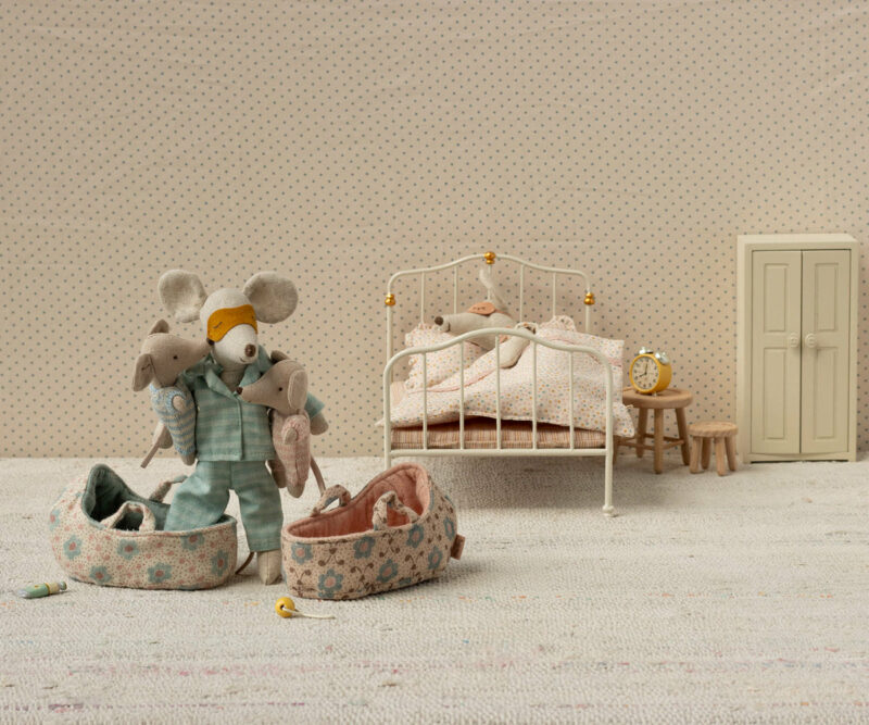 Maileg Baby Mouse In Carry Cot In Rose part of our  collection