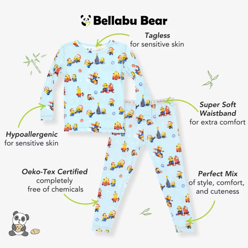 Bellabu Bear Merry Minions Holiday Bamboo Viscose Pajama Set