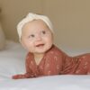 Quincy Mae Bamboo Zip Footie In Candy Canes
