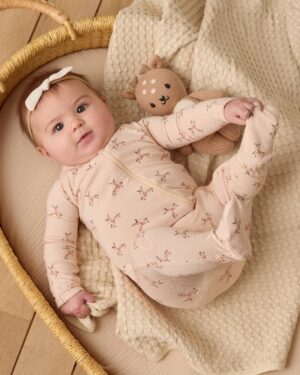 Quincy Mae Bamboo Zip Footie In Reindeer