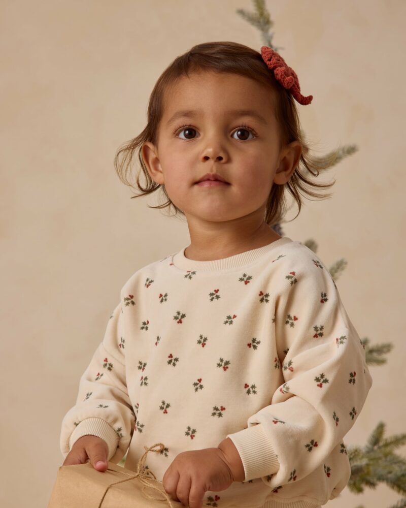 Quincy Mae Velour Relaxed Sweatshirt In Holly Berry