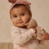 Quincy Mae Velour Bow Headband In Candy Stripe