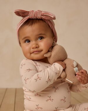 Quincy Mae Velour Bow Headband In Candy Stripe