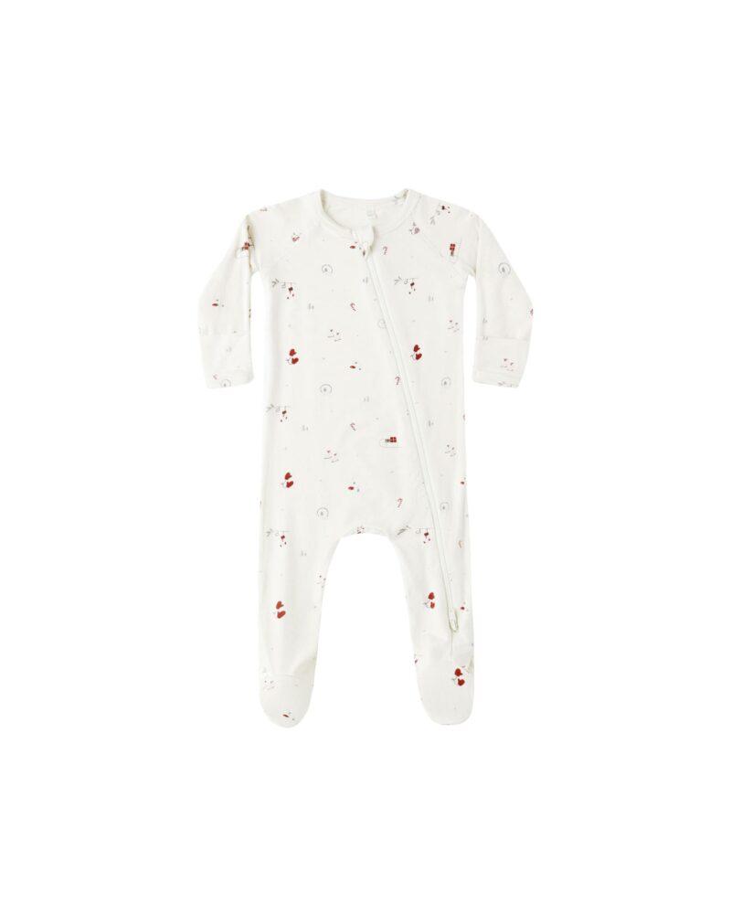 Quincy Mae Bamboo Zip Footie In Winter Wonderland