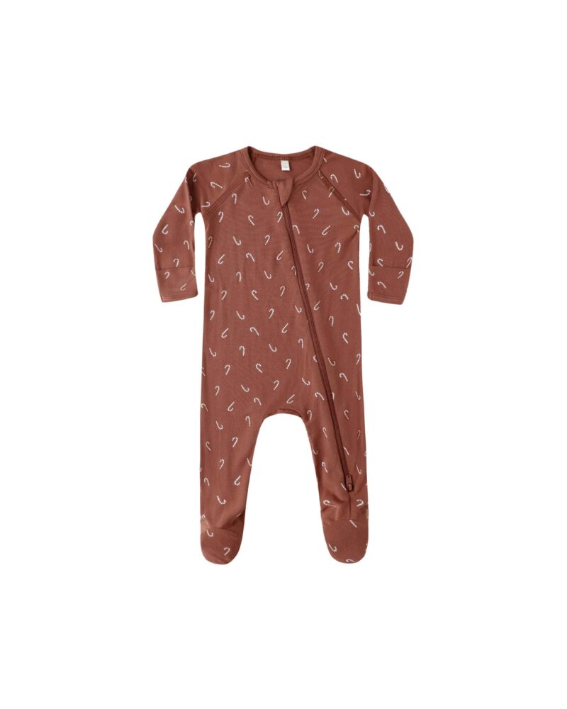 Bamboo Zip Footie In Candy Canes available at Blossom