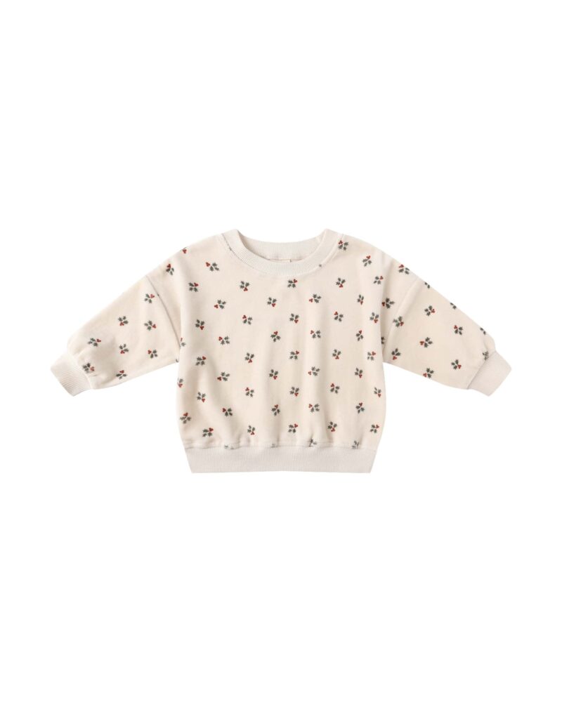 Velour Relaxed Sweatshirt In Holly Berry available at Blossom