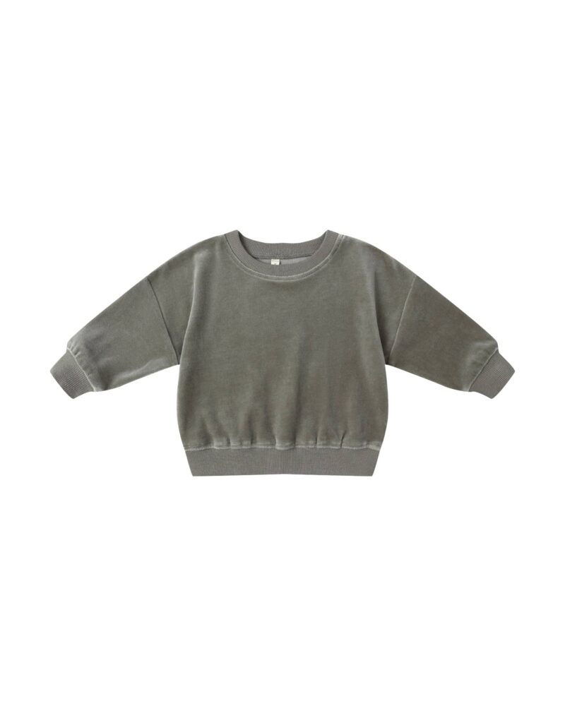 Quincy Mae Velour Relaxed Sweatshirt In Forest