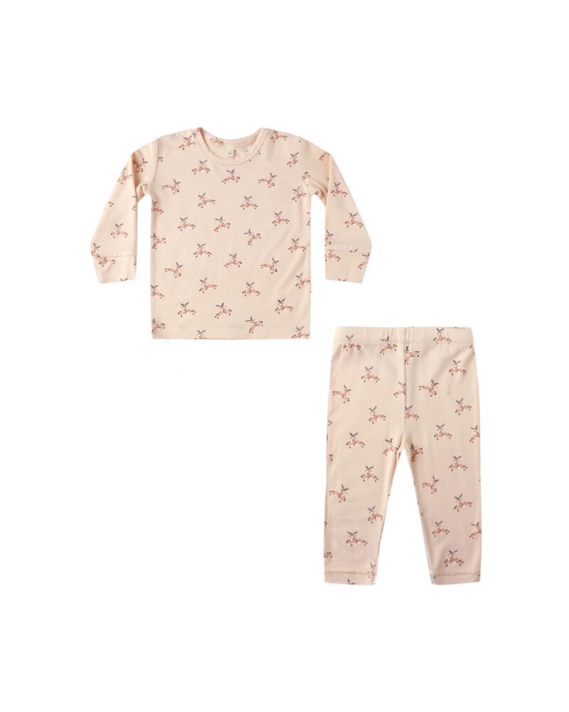 Bamboo Pajama Set In Reindeer available at Blossom