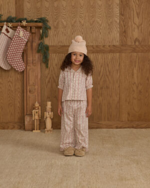 Rylee & Cru Ruffle Pajamas In Candy Cane Stripe