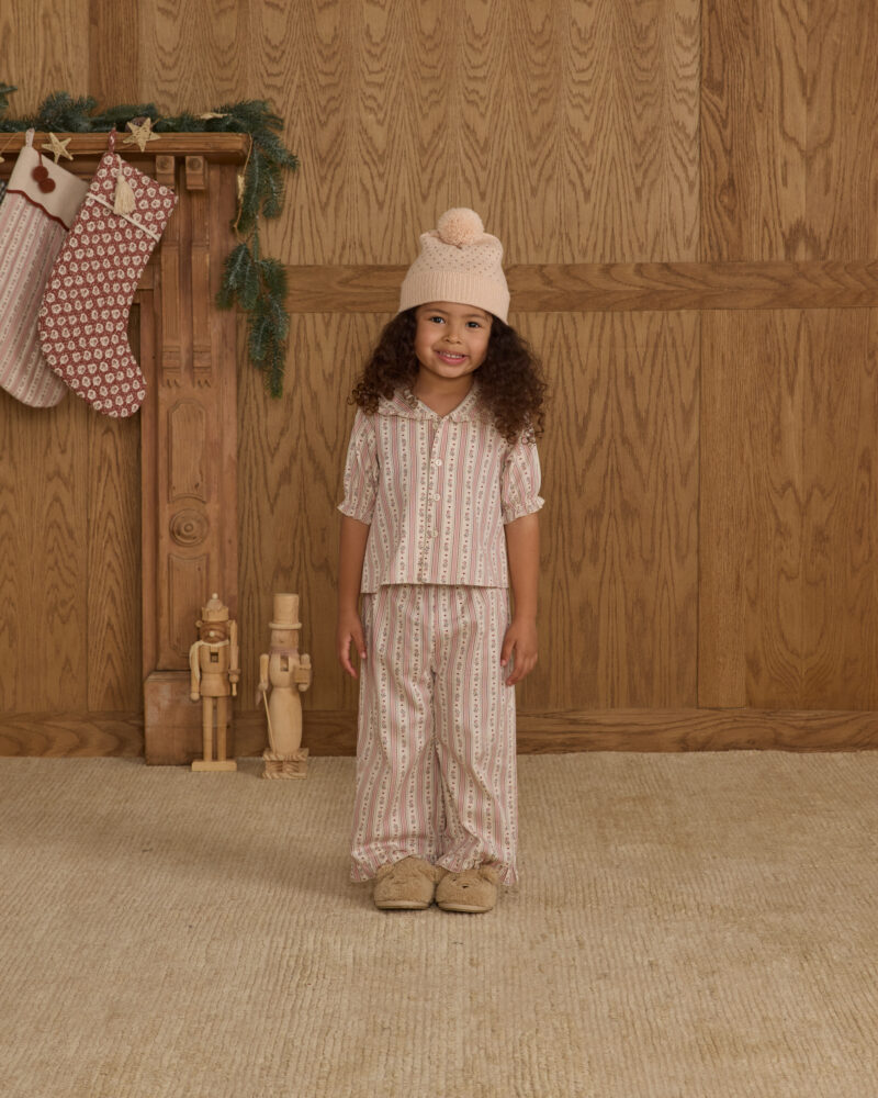 Rylee & Cru Ruffle Pajamas In Candy Cane Stripe