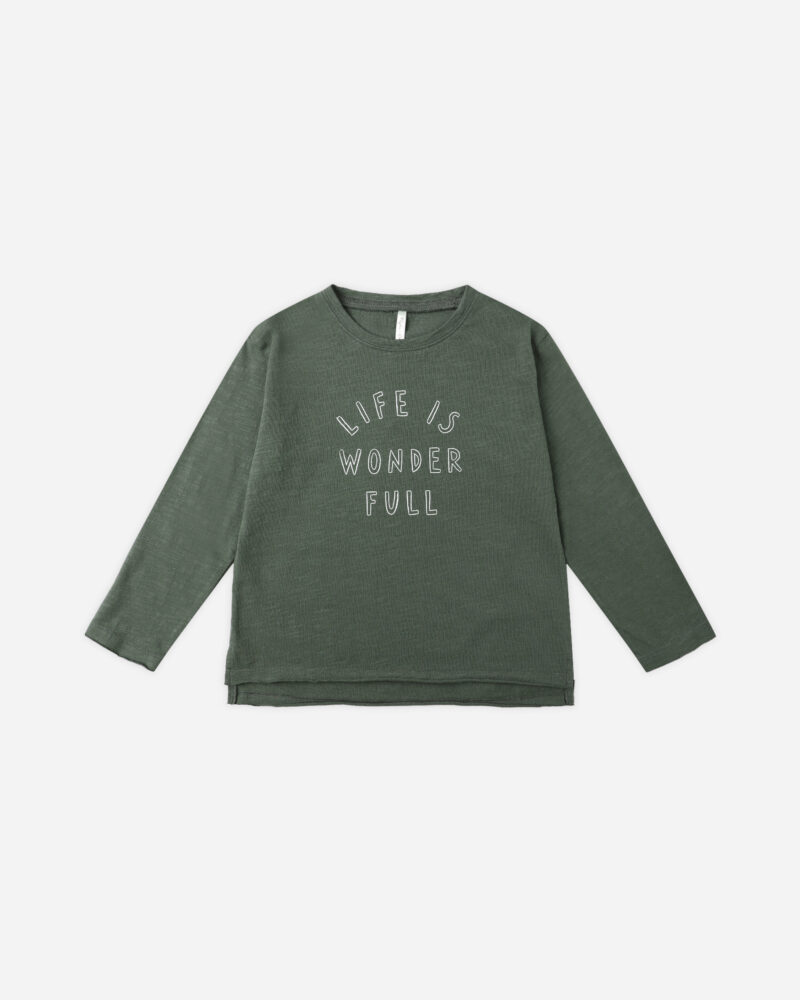 Raw Edge Long Sleeve Tee In Life Is Wonder Full from Rylee & Cru