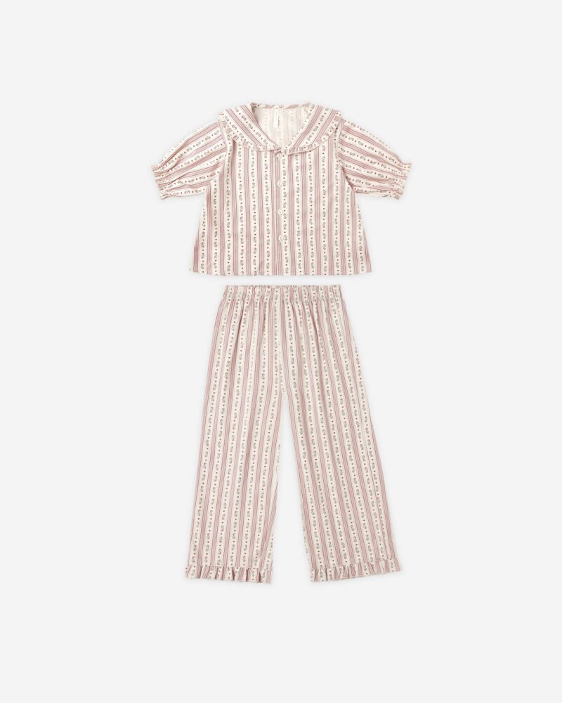Ruffle Pajamas In Candy Cane Stripe from Rylee & Cru