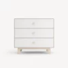 Sparrow_3D-Dresser_Birch_Product_High-res_Graybg_01 Oeuf Sparrow 3 Drawer Dresser with White Body and Birch Legs and Accents