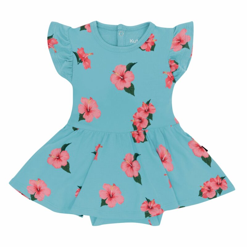 Twirl Bodysuit Dress in Hibiscus from Kyte BABY