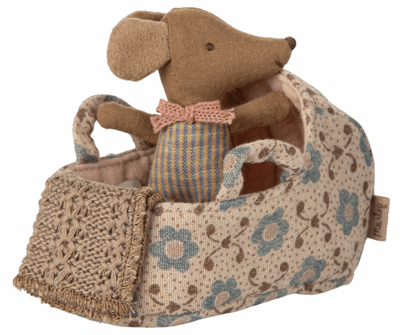 Carry Cot For Baby Mouse In Rose made by Maileg Carry Cot For Baby Mouse In Rose made by Maileg