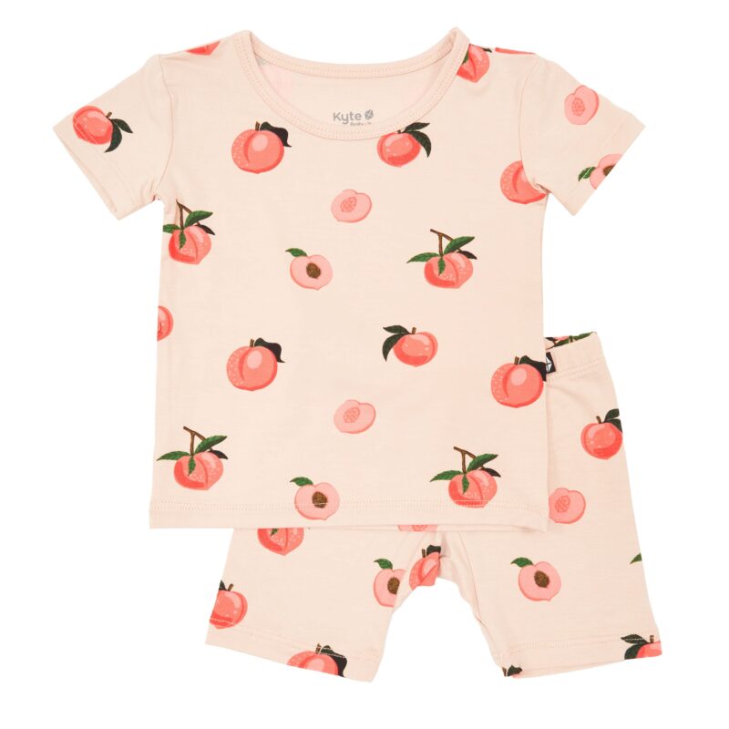 Short Sleeve Pajamas in Peach from Kyte BABY Short Sleeve Pajamas in Peach from Kyte BABY
