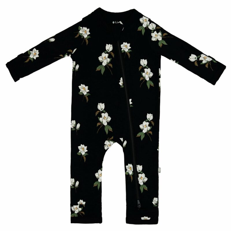 Zippered Romper in Small Midnight Magnolia from Kyte BABY Zippered Romper in Small Midnight Magnolia from Kyte BABY