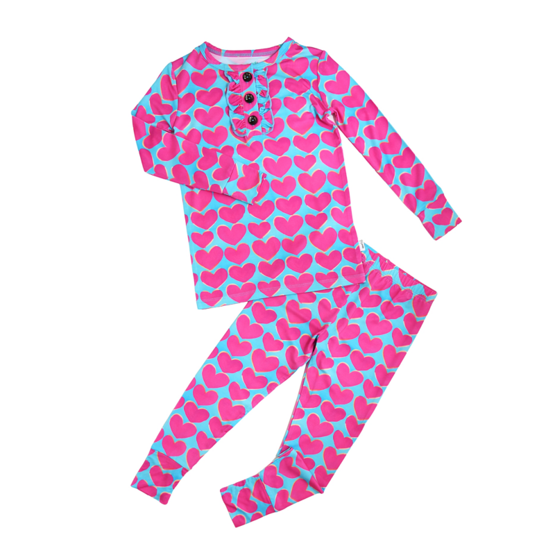 Cora Ruffle Two Piece Bamboo Viscose Lounge Set from Gigi and Max