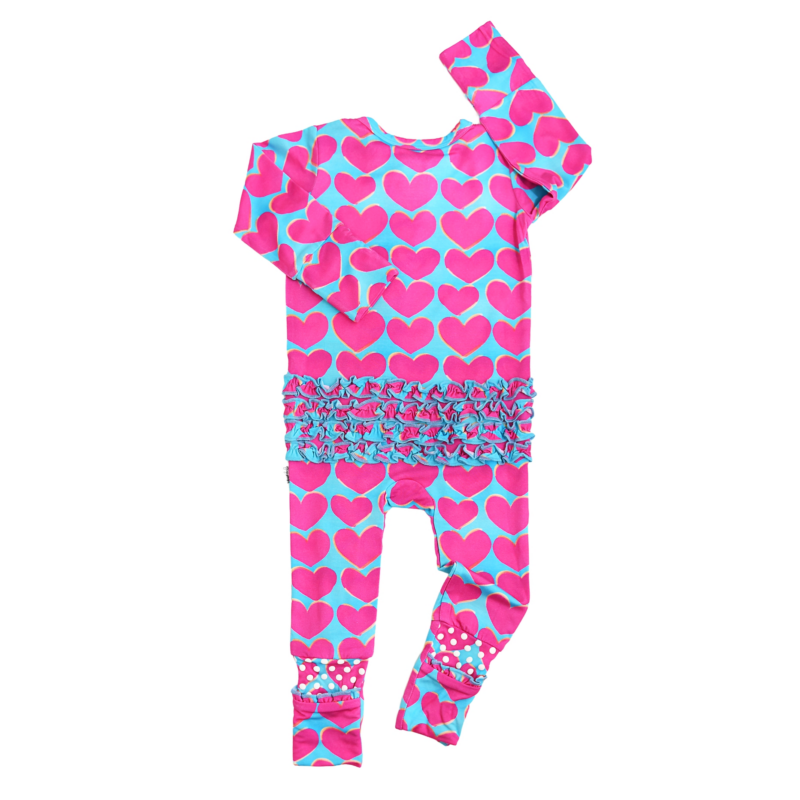 Cora Ruffle Bamboo Viscose Convertible Footie available at Blossom