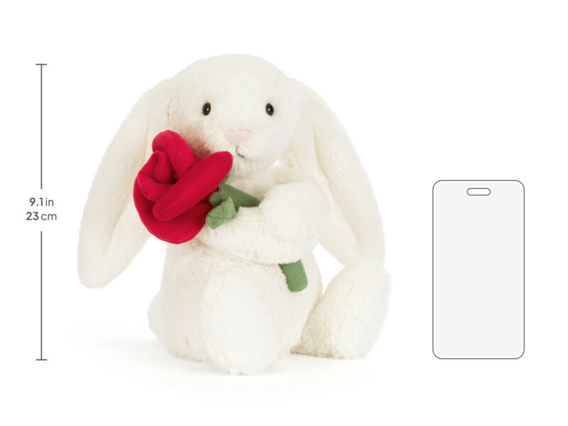 Jellycat Cream Bunny with Rose available at Blossom